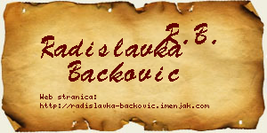 Radislavka Backović vizit kartica